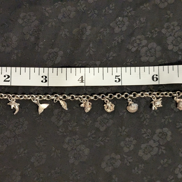 8" 925 Solid Sterling Silver Mini Sea Creature Ocean Charm Bracelet - Picture 9 of 16